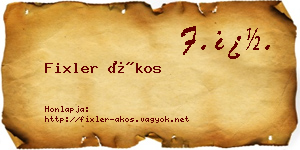 Fixler Ákos névjegykártya
